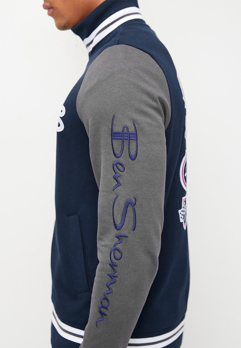 Ben Shereman Mens Navy Varsity Bomber Jacket