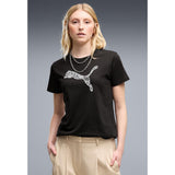 Puma Graphic Lace Cat Womens T-Shirt In Black
