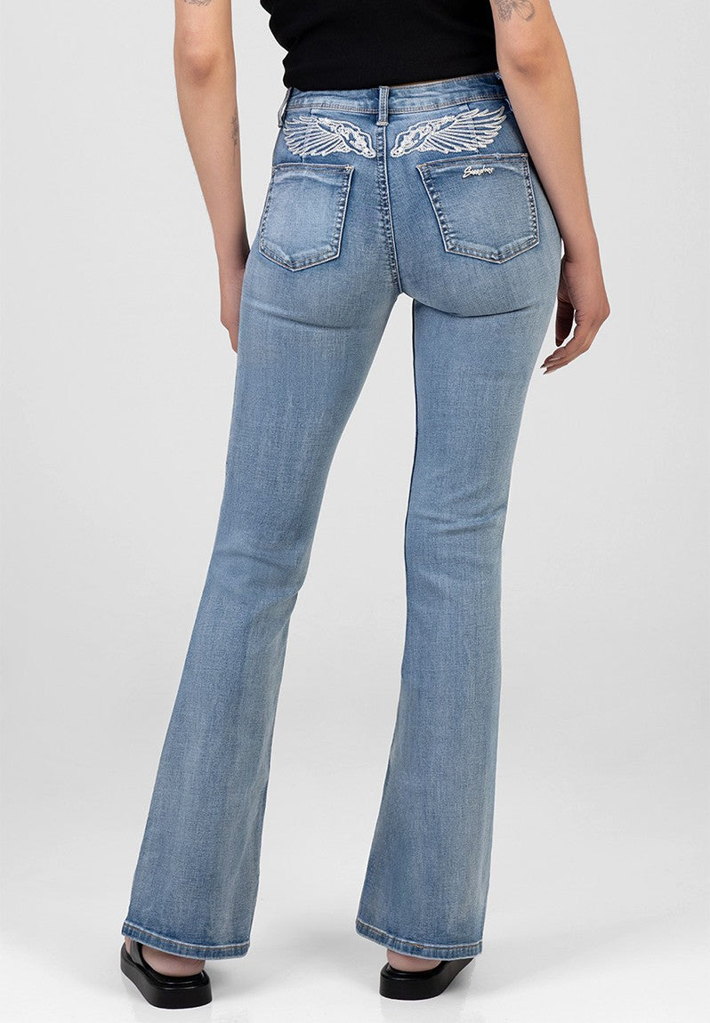 Sissy Boy Alyssa Bootleg Mid Waist Jeans In Medium Vintage