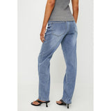 Stella Morgan Ladies Mid-Waist Straight Leg Jeans In Light Denim