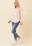 Stella Morgan Long Sleeve Crew Neck Stripe Sweater In Pink