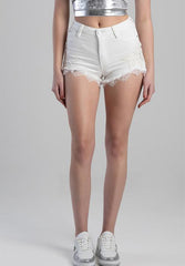 Sissyboy P30820 High Waist Shorts With Hem Detail White