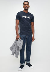 Polo Crew Neck HD Printed Tshirt For Men In Navy