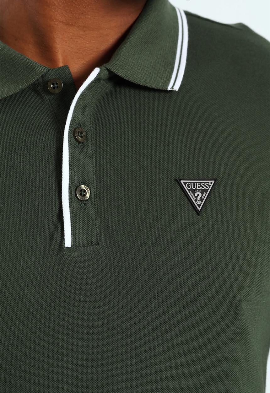 Guess Mens Tipped Core Polo Green
