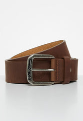 Ben Sherman Men Target Emboss Leather Belt Tan