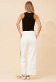 Mandi Womens High Waisted Elastic Wide Leg Pants In White