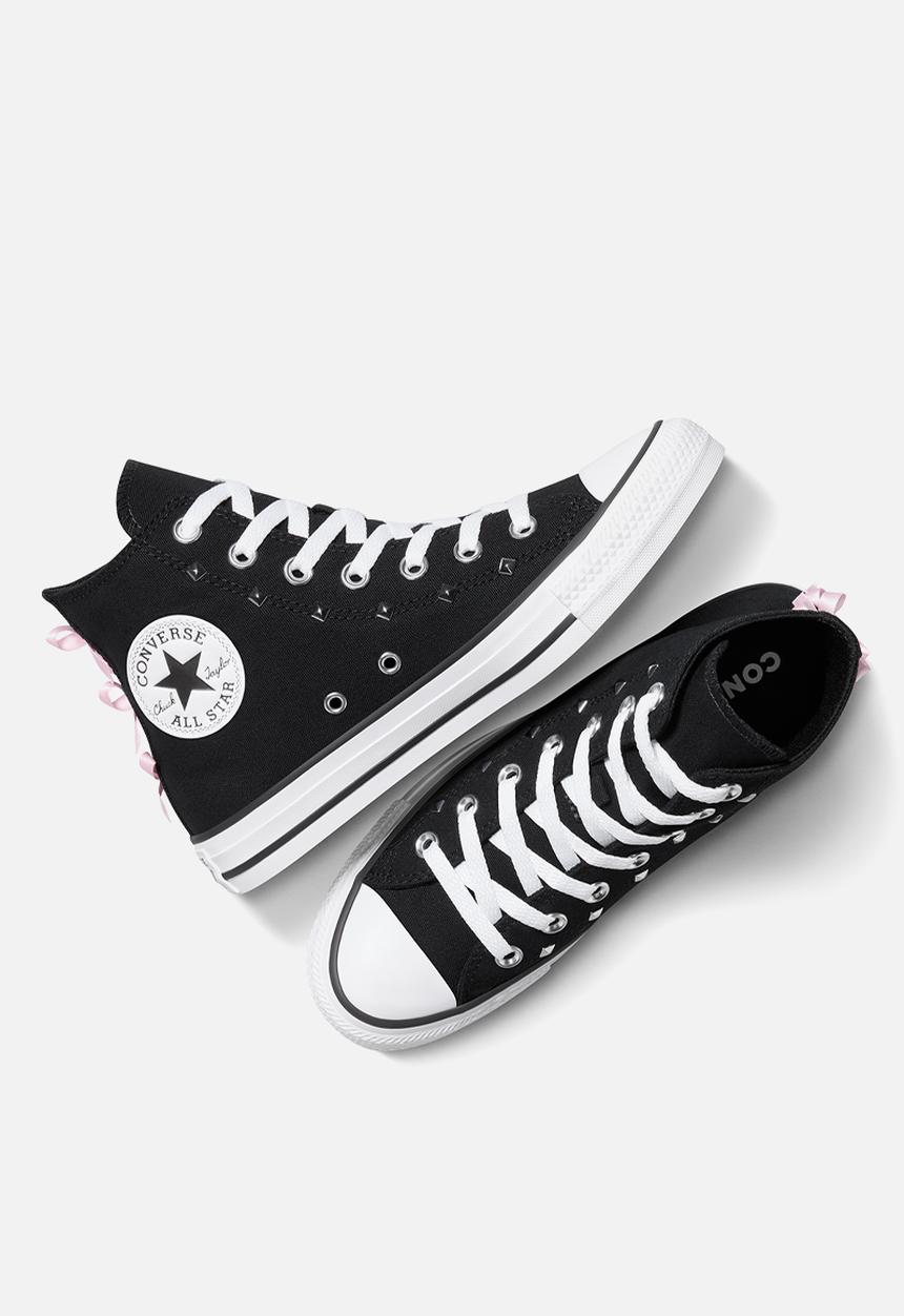 Converse Ladies Chuck Taylor Bow & Studs All Star In Black & Pink