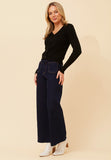 Stella Morgan Long Sleeve Cardigan Round Neck Cropped In Black