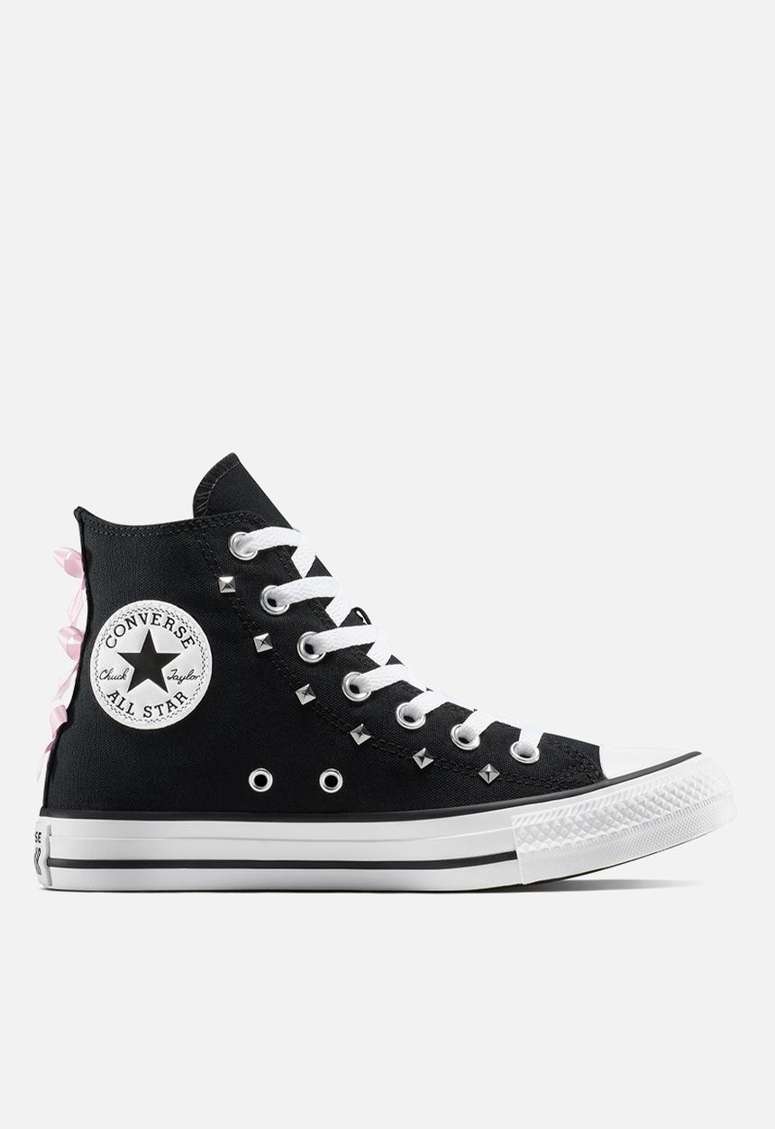 Converse Ladies Chuck Taylor Bow & Studs All Star In Black & Pink