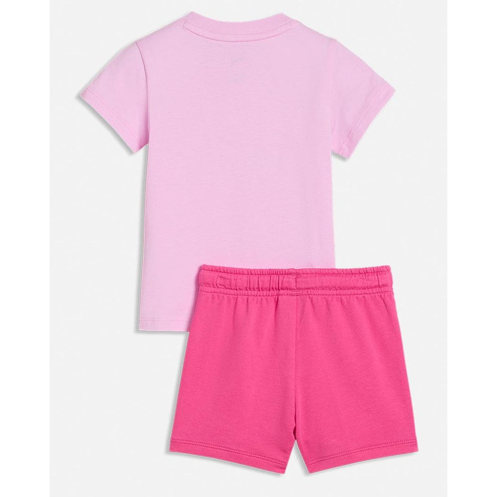 Puma Girls Infants Minicats Essential Short Sleeves T-Shirts & Shorts Set In Mauve Glow