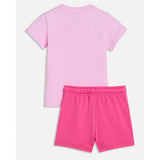 Puma Girls Infants Minicats Essential Short Sleeves T-Shirts & Shorts Set In Mauve Glow
