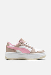 Puma Girls Rebound Femme Jr Sneakers In White/Pink/Brown