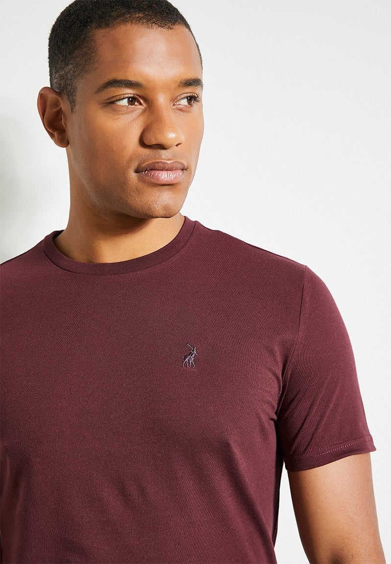 Polo Mens Essential Crew Neck T-Shirt In Burgandy