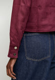 Stella Morgan Long Sleeve Snap Button Crop Faux Suede Jacket In Purple