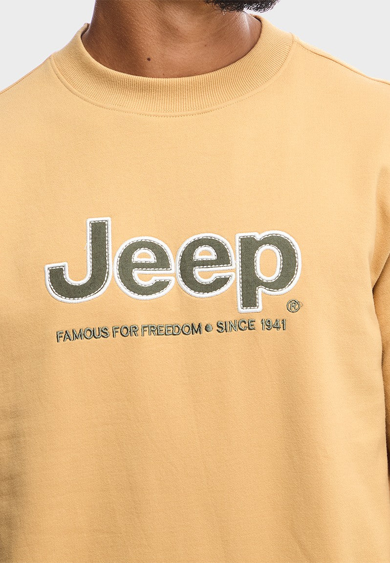 Jeep Mens Core Applique Fleece Crewneck Brown