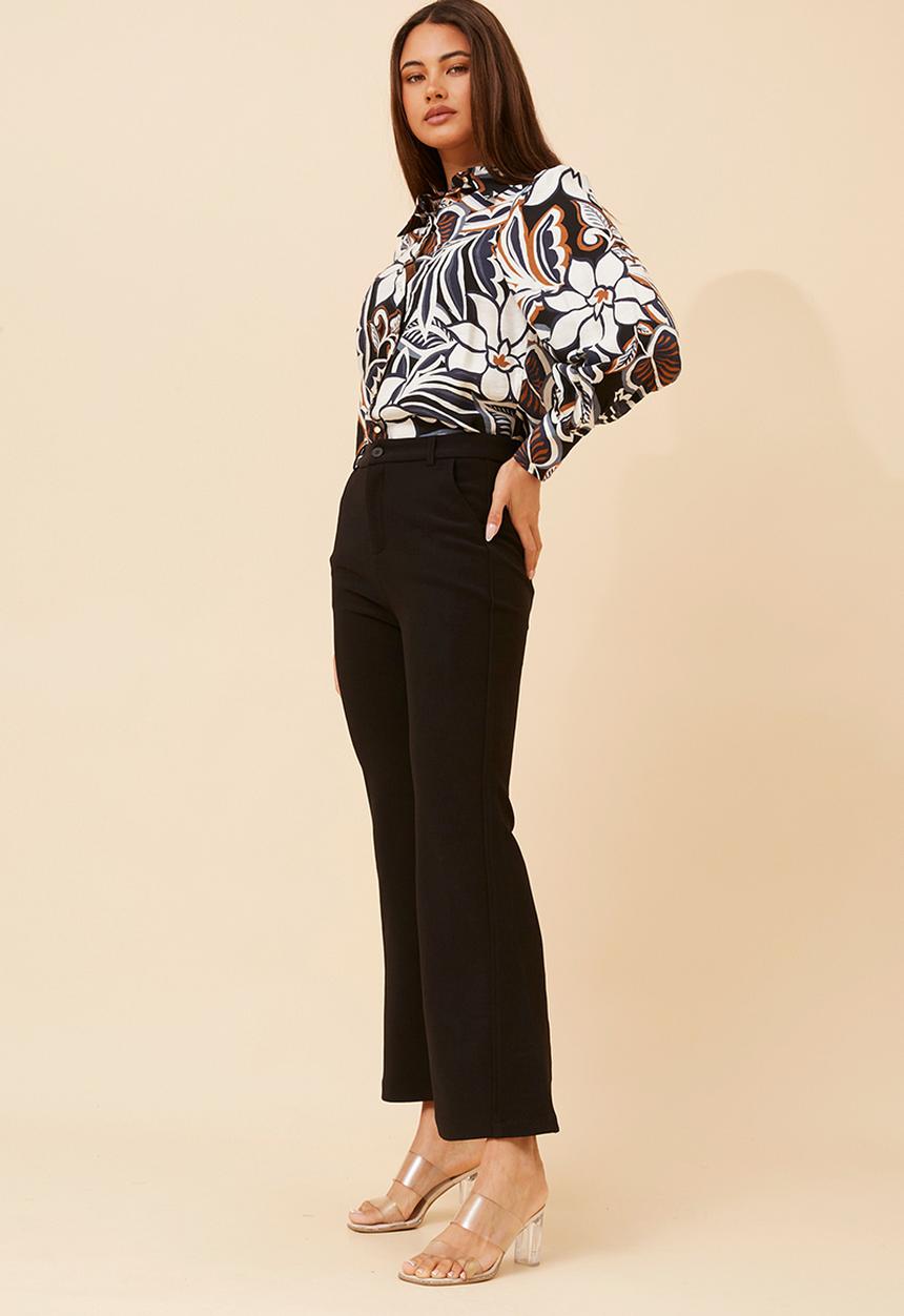 Izabel London Ladies Hick Cuff Button Shirt In Navy