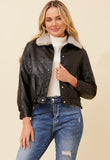 Mandi Womens Zip Bomber Aviator Jacket In Black