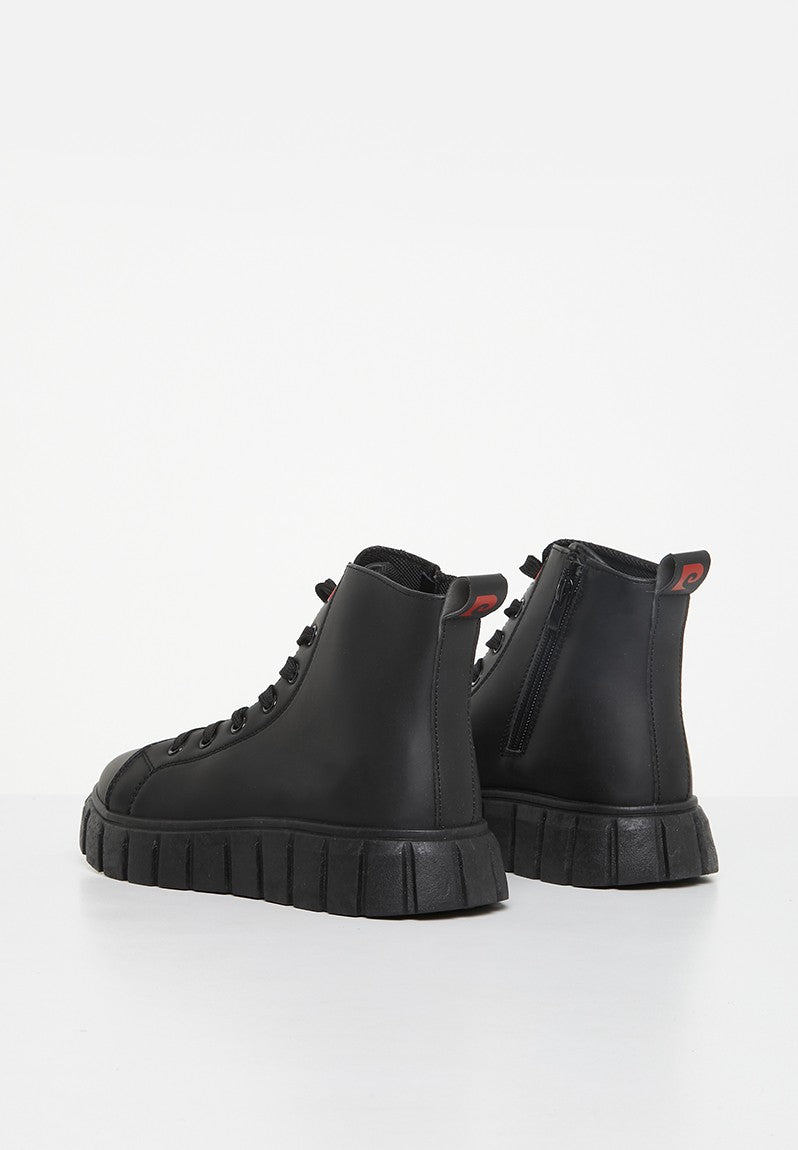 Pierre Cardin Kids Riley Cleated Black Boots