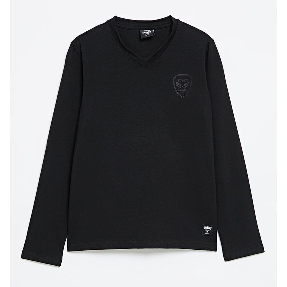 Soviet Boys Talon Long Sleeves V-Neck T-Shirt In Black