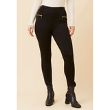 Stella Morgan High Waisted Lightweight Ponte Legging With Front Zip Detail In Black