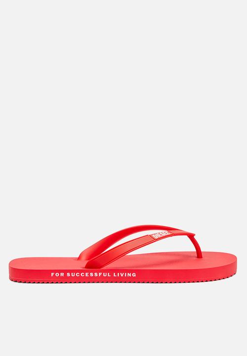 Diesel Mens White Red  Sa-Rio Sandals