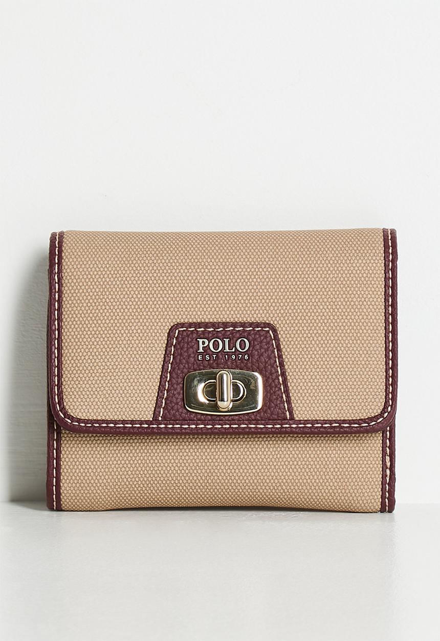 Polo Cabana Small Medium Trifold Purse In Beige