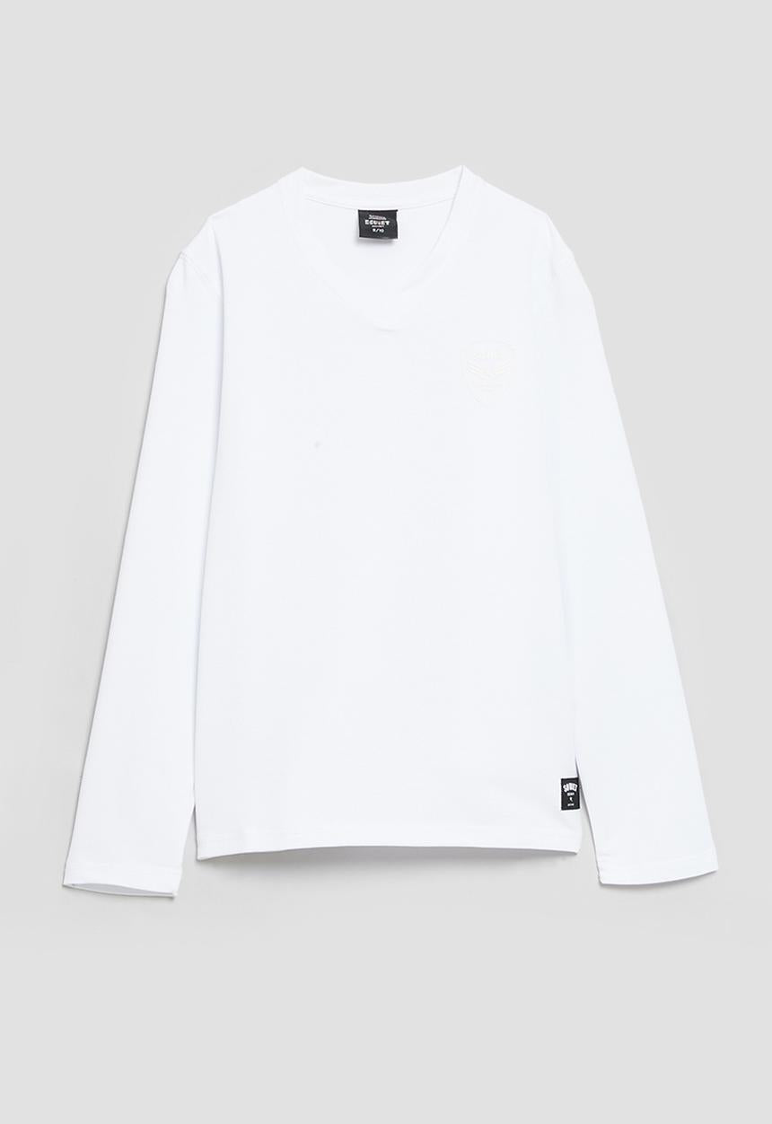 Soviet Boys Talon Long Sleeves V-Neck T-Shirt In White