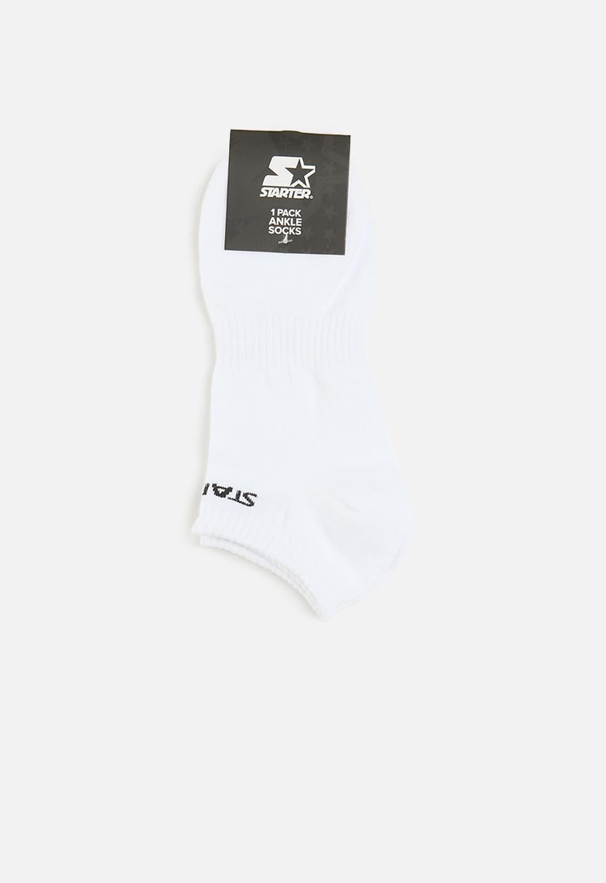 Starter Mens 1 Pack Ankle Socks In White