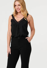 Mandi Womens Mid Waist Pull On Stretch Flare Pants In Black
