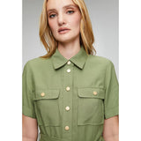Izabel London Daisy Linen Dress In Khaki