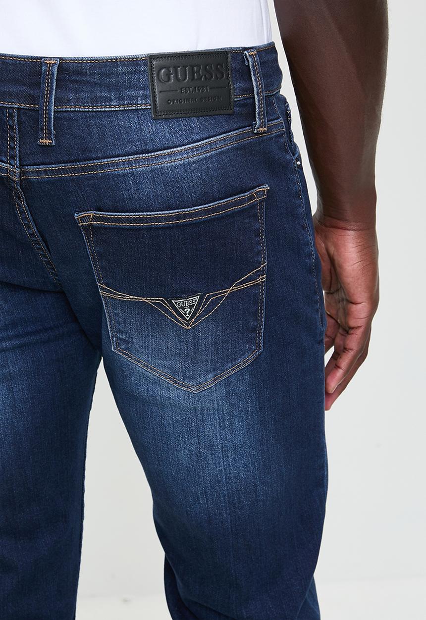 Guess Mens Slim Straight Jeans In Dark Wash