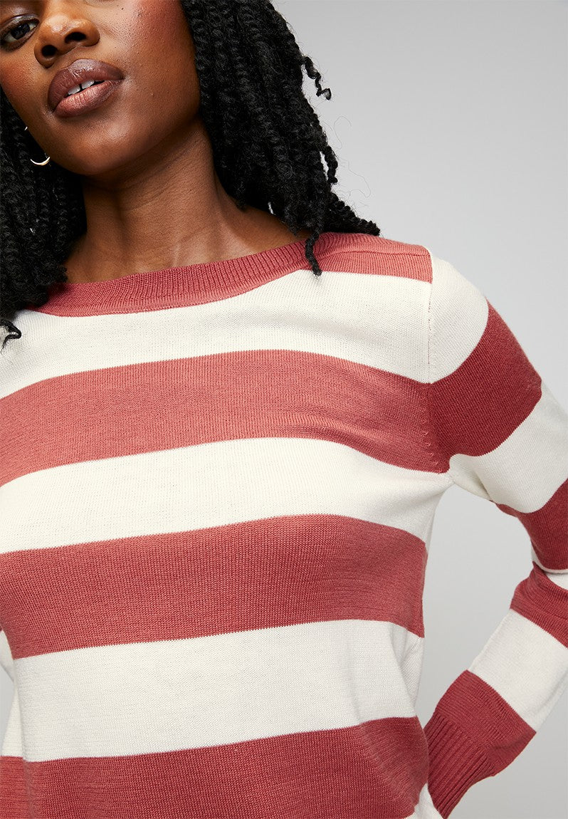 Stella Morgan Long Sleeve Boat Neck Wool Blend Sweater In Rosewood