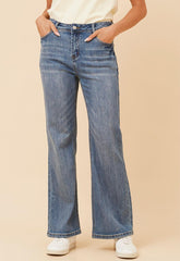 Stella Morgan Womens Mid Waist Bootleg Jeans In Mid Wash