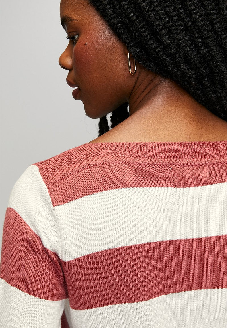 Stella Morgan Long Sleeve Boat Neck Wool Blend Sweater In Rosewood