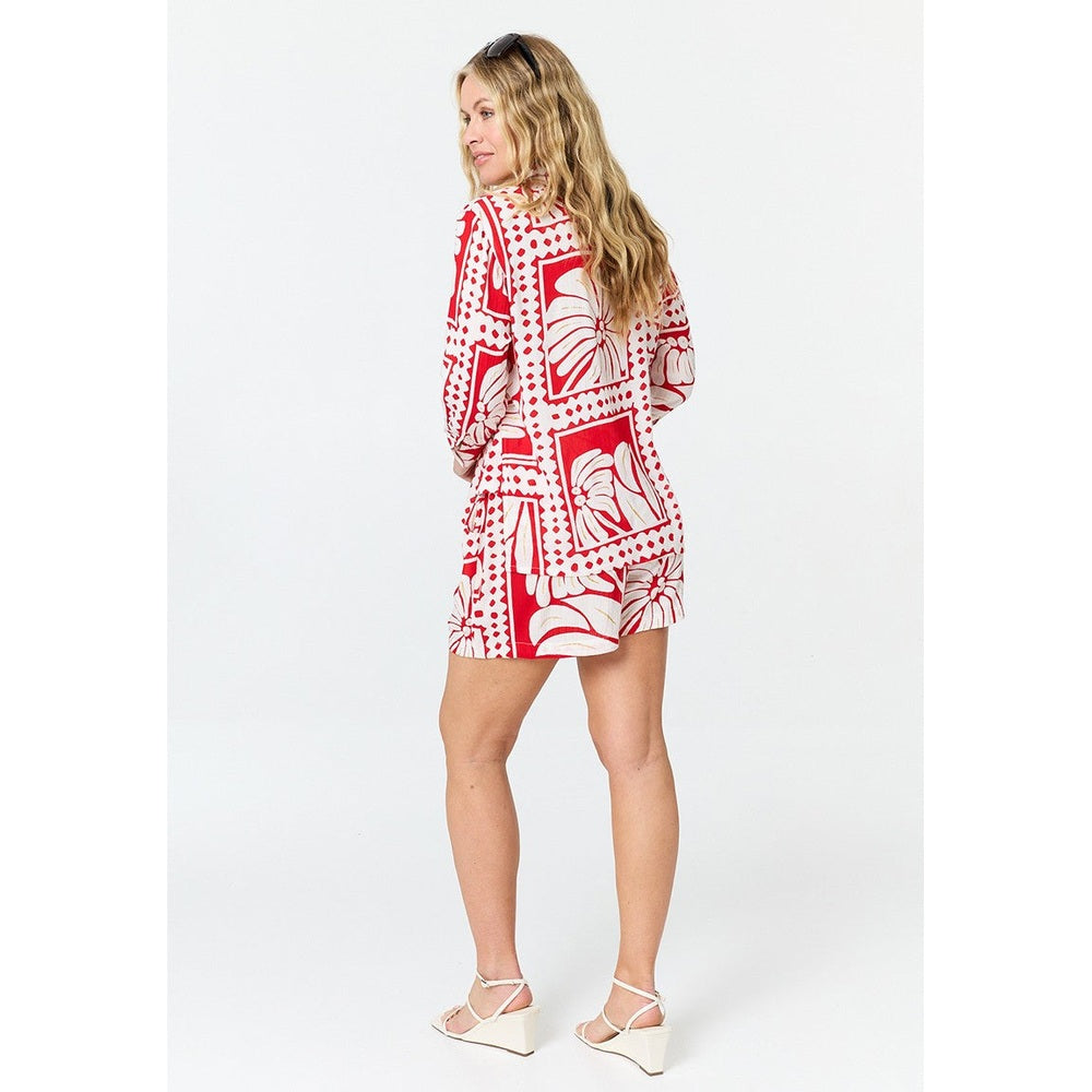 Mandi Border Print Short In Red Multi