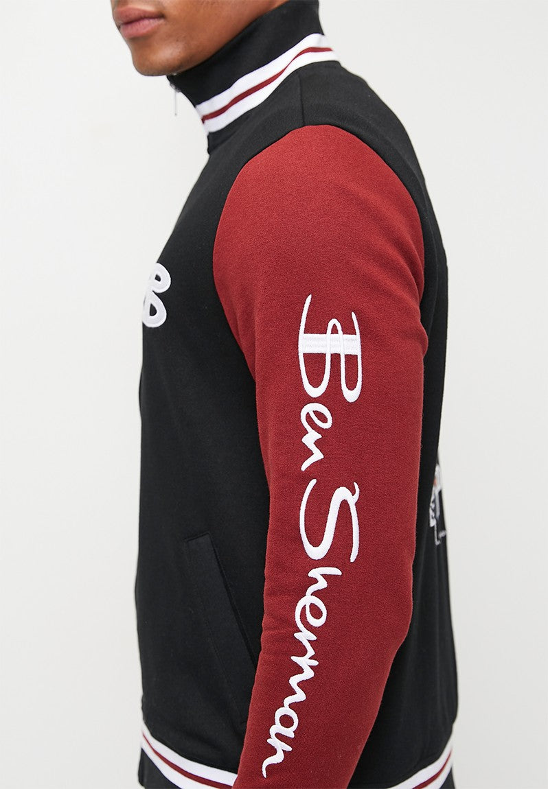 Ben Shereman Mens Black Varsity Bomber Jacket
