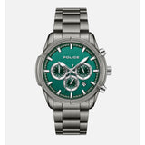 Police Mens Ip Gun Case Stainless Steel Strap Watch In Silver/Green Dial