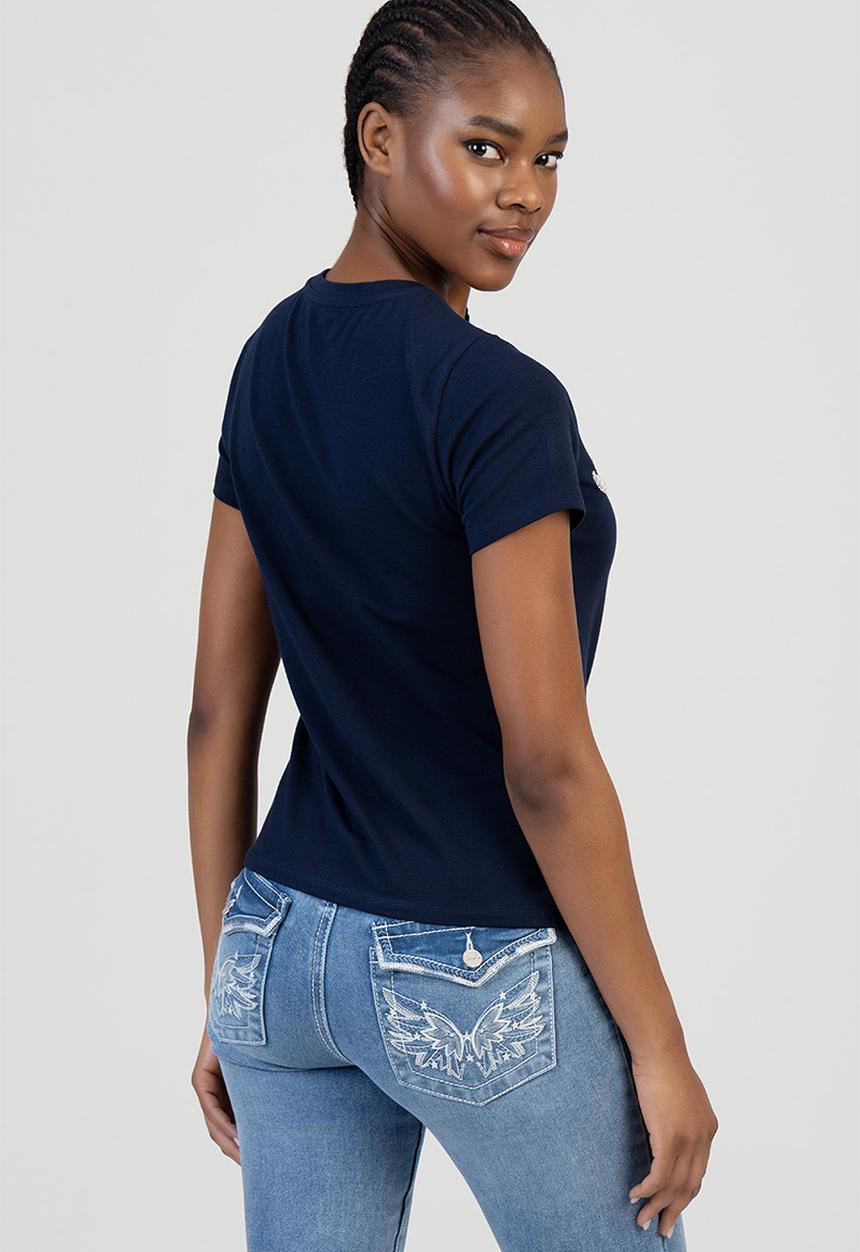 Sissy boy Ladies Star Girl Regular T-Shirt In Navy