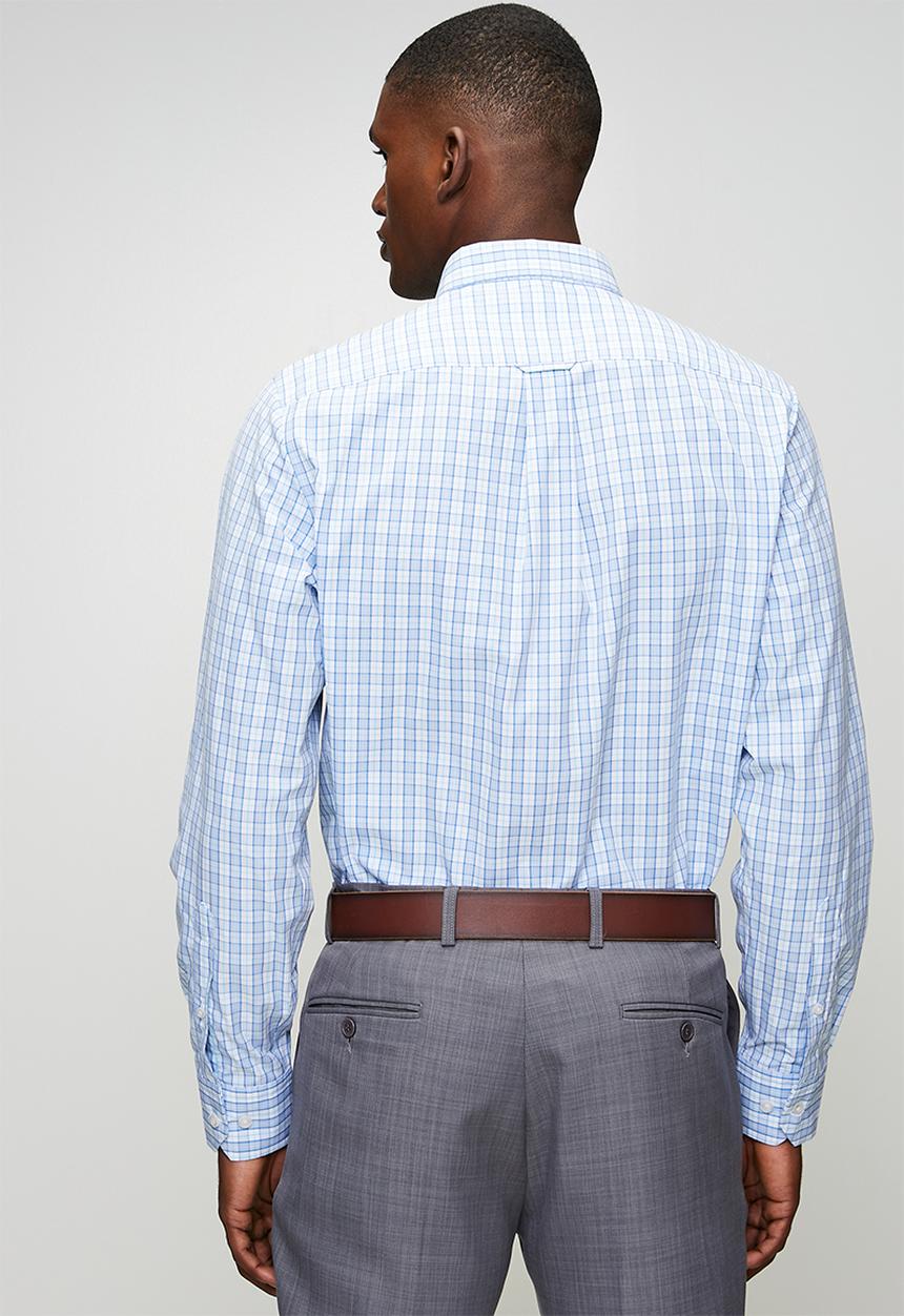 Pringle Mens Gilbert Check Long Sleeve Classic Shirt In Blue