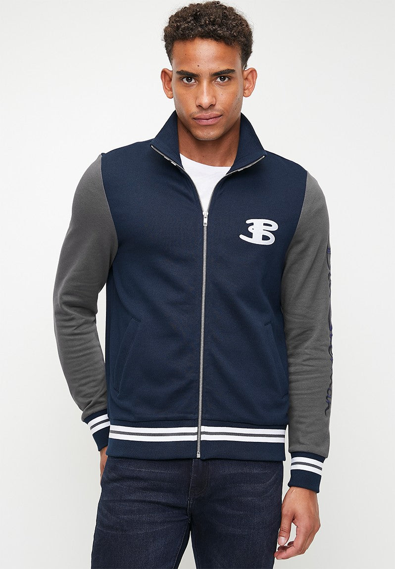 Ben Shereman Mens Navy Varsity Bomber Jacket