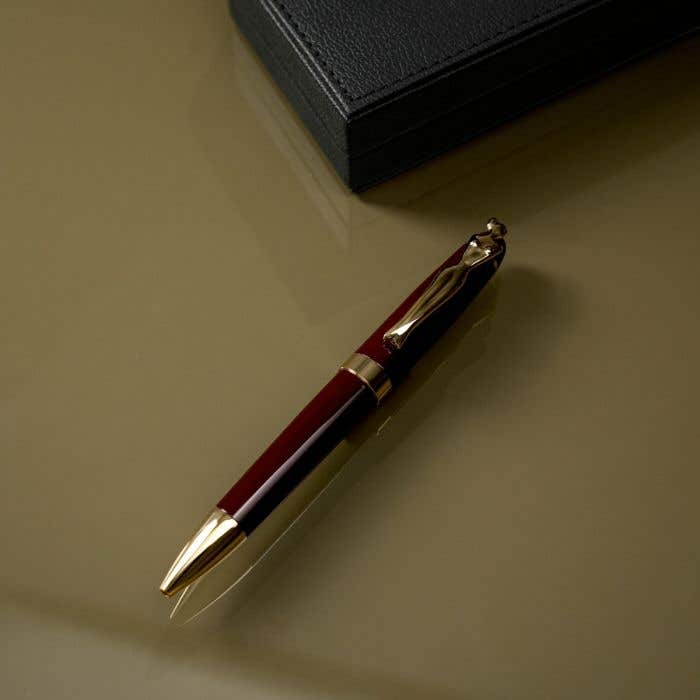 Carrol Boyes Ballpoint Pen Woman In Gold/Burgandy