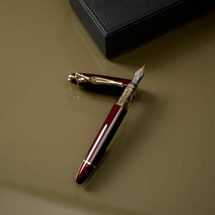 Carrol Boyes Fountain Pen Woman In Gold/Burgandy