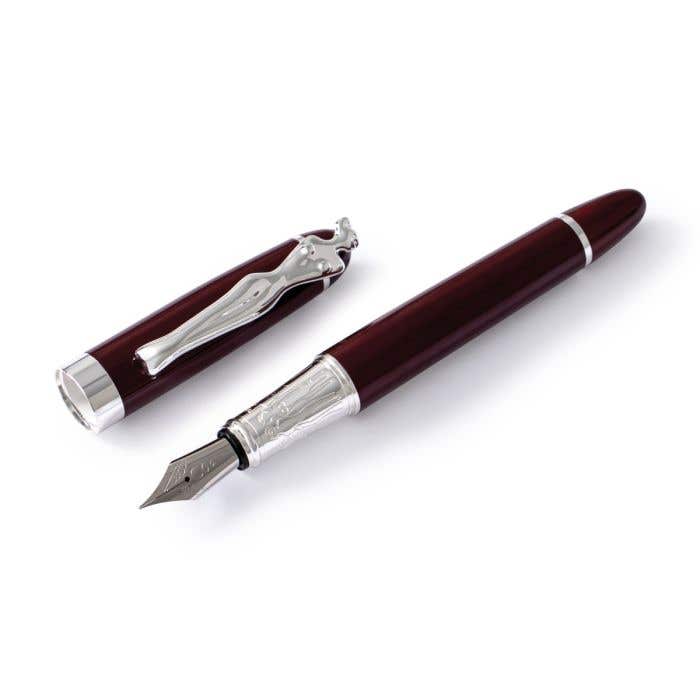 Carrol Boyes Fountain Pen Woman In Silver/Burgandy