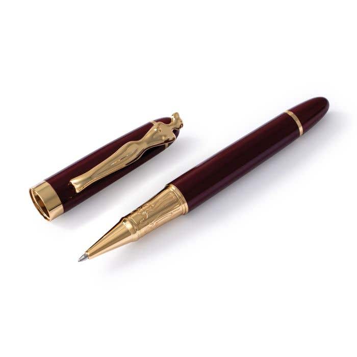 Carrol Boyes Rollerball Pen Woman In Gold/Burgandy