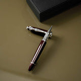 Carrol Boyes Rollerball Pen Woman In Silver/Burgandy