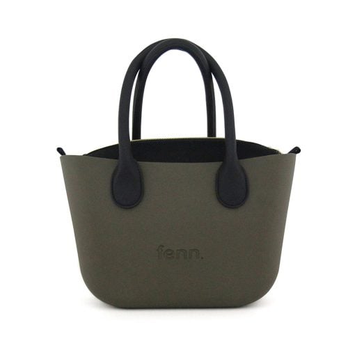 Fenn Black Plain Canvas Tote Bag In Watercress
