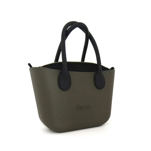 Fenn Black Plain Canvas Tote Bag In Watercress