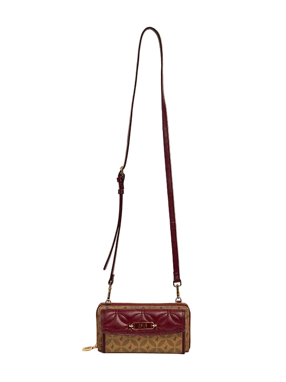 Polo Womens Madison Phone Sling In Burgundy And Tan