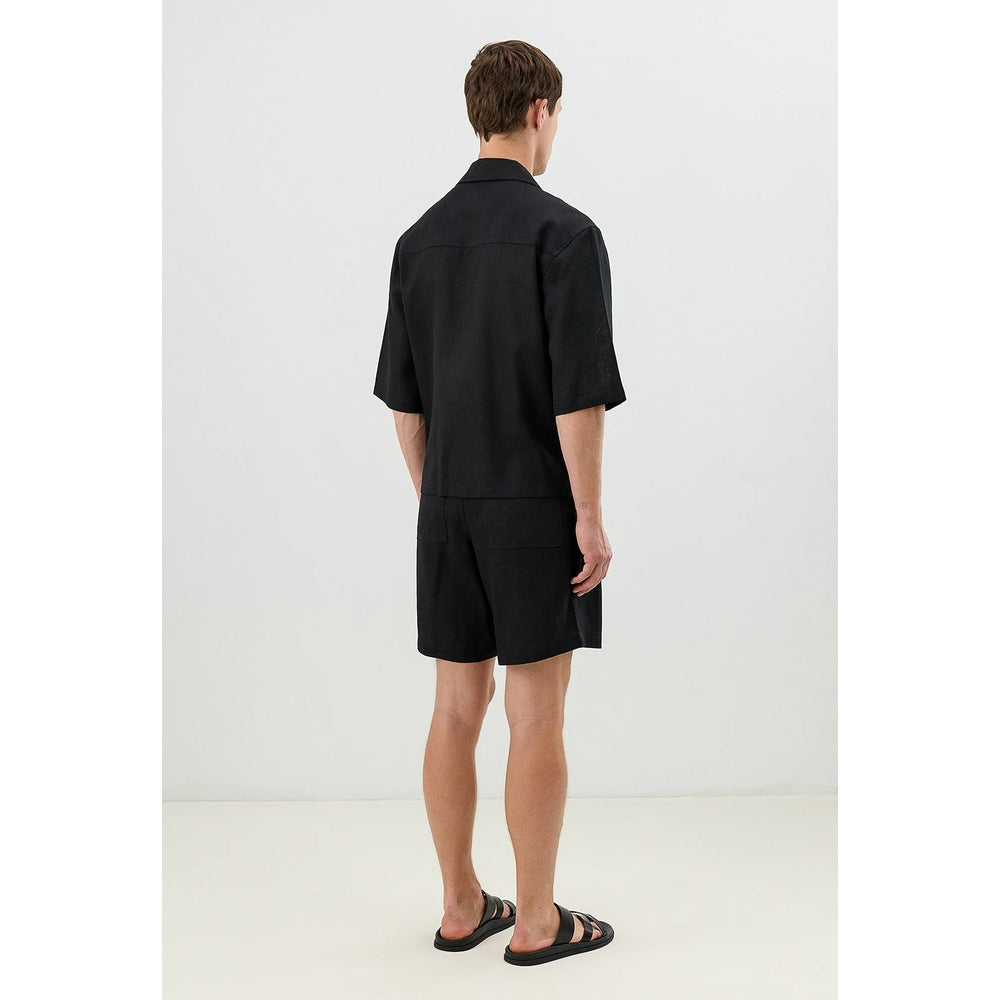Antioch Mens Linen Shirt In Black