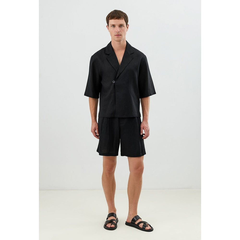 Antioch Mens Linen Shirt In Black